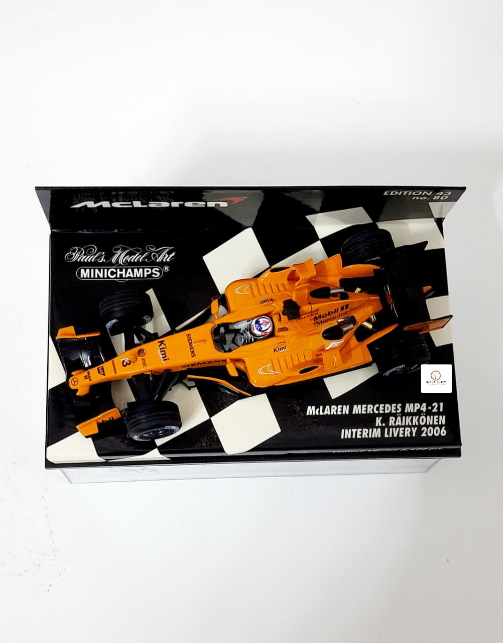 Limited edition - Rare Minichamps - 1/43  McLaren Mercedes MP4-21 - Kimi Räikkönen "Interim Livery" 2006 (Papaya Orange Testing Livery)