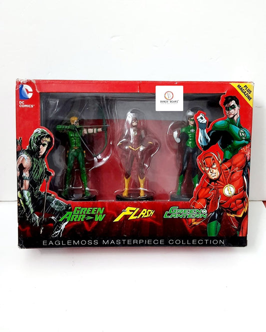 Rare Exclusive -Eaglemoss - DC Comics Masterpiece Collection figurine set - Green Arrow, The Flash, and Green Lantern WITH MAGAZINE (2015 Released) & Certificate of Authenticity