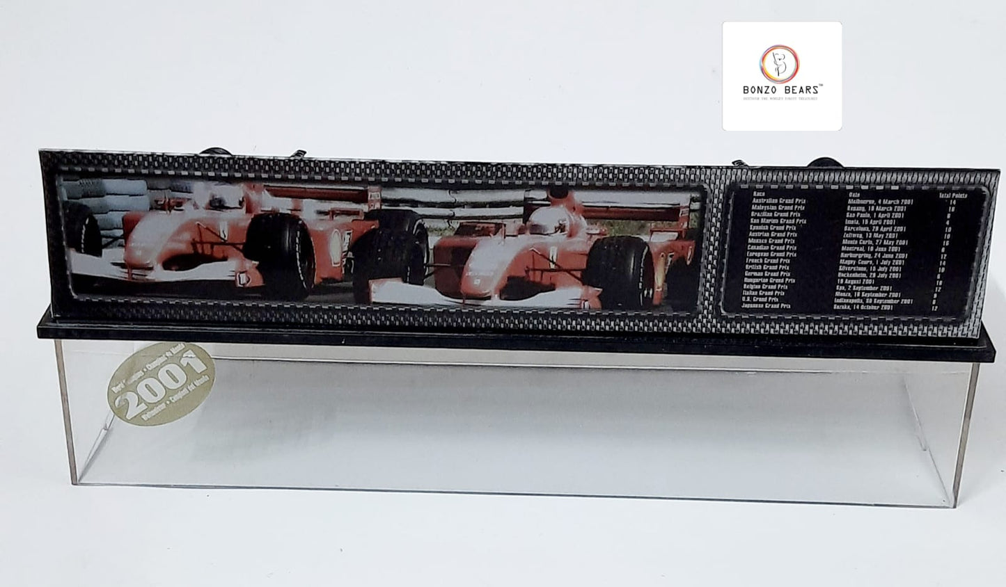 Rare Hot Wheels 1:43 Elite Formula 1 Ferrari 2001 Constructors' Champions - Ferrari's 2001 Championship victory Michael Schumacher and Rubens Barrichello with Outer Cover