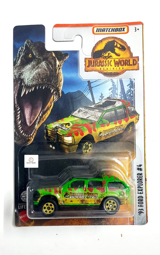 '93 Ford Explorer #4 - with Broken Glass Model (2022 Released) - Matchbox Jurassic World | Bonzo Bears Jurassic Box