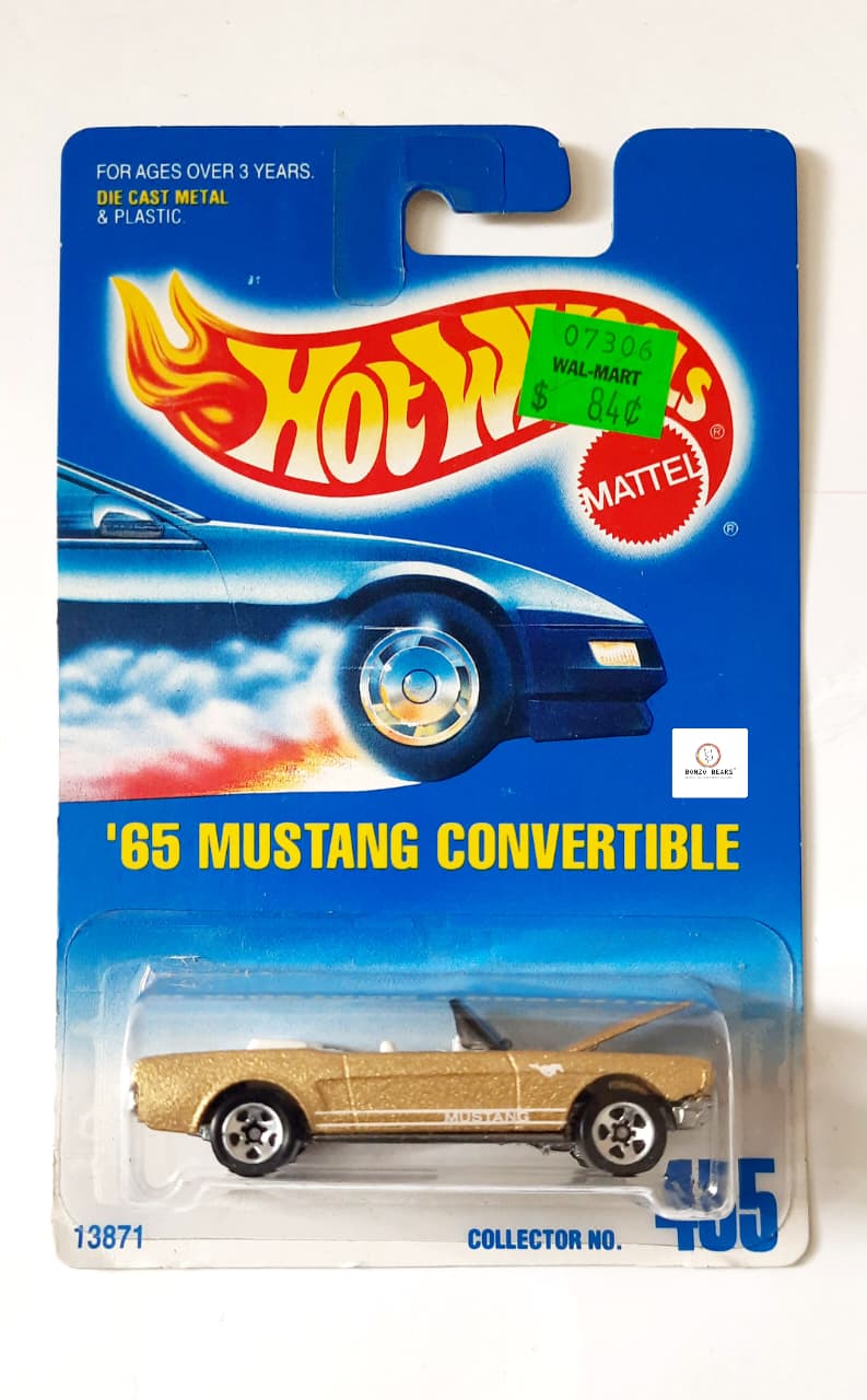 '65 Mustang Convertible Gold  with opening Bonnet & Engine Details  (1991 Released) Varient 2 - Hot Wheels | Bonzo Bears PB39