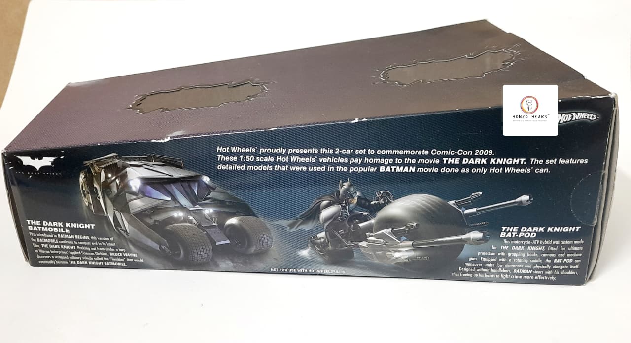 Comic-Con Exclusive -2009 SDCC San Diego - 1:50 Scale  Batman The Dark Knight Vehicles Batmobile and Bat-Pod - Hot Wheels