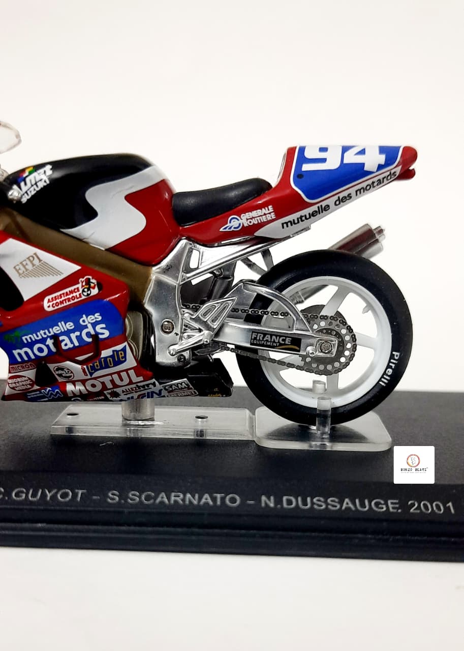 1:24 2001 Suzuki GSX-R #94 Commemorates the victory at Le Mans by riders Guyot, Scarnato, and Dussauge