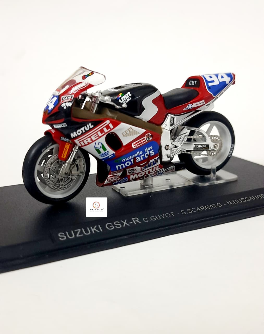 1:24 2001 Suzuki GSX-R #94 Commemorates the victory at Le Mans by riders Guyot, Scarnato, and Dussauge