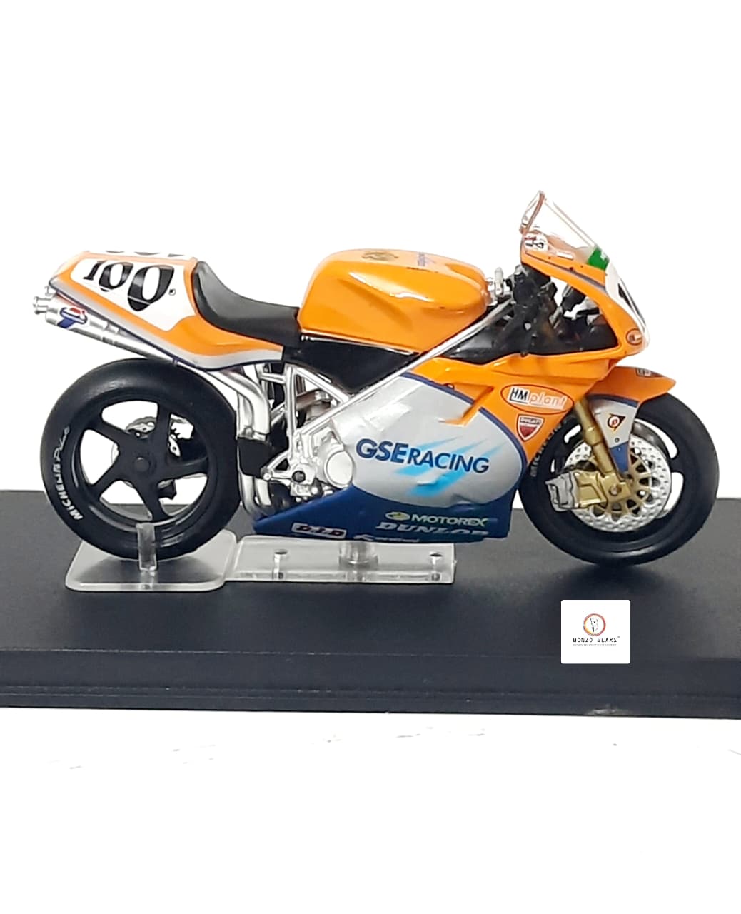 Ixo 2001 Ducati 996R ridden by Neil Hodgson, featuring "GSE Racing" livery - 1:24