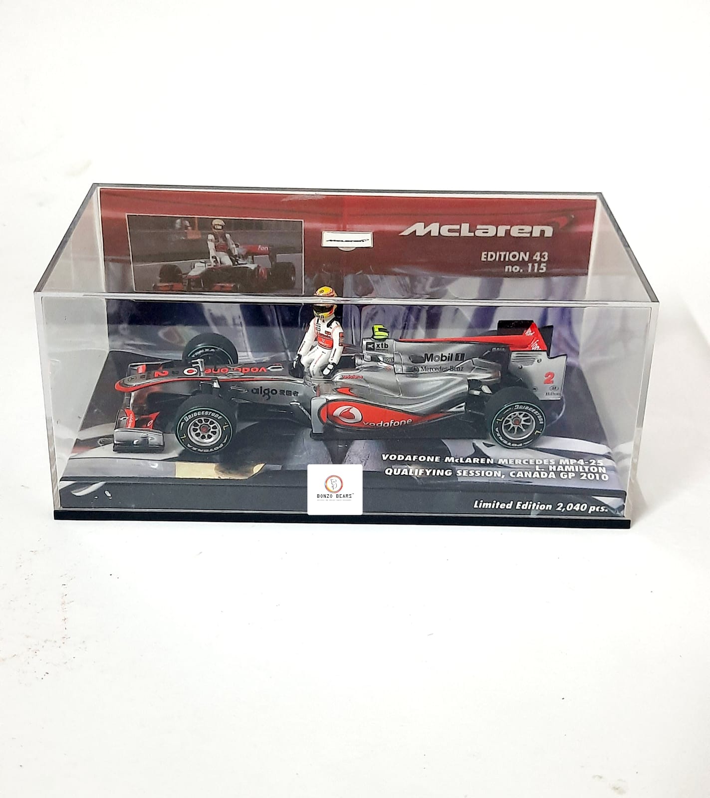 RARE Lewis Hamilton's Mini Champs 1:43 McLaren Ed 43 No.115 - Vodafone Mclaren Mercedes MP4-25 - Cancada GP 2010 - Limited Edition (2040Pcs)