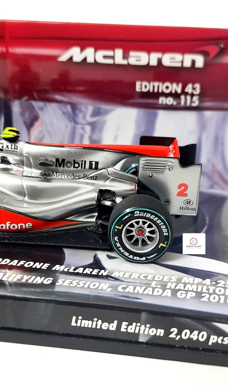 RARE Lewis Hamilton's Mini Champs 1:43 McLaren Ed 43 No.115 - Vodafone Mclaren Mercedes MP4-25 - Cancada GP 2010 - Limited Edition (2040Pcs)