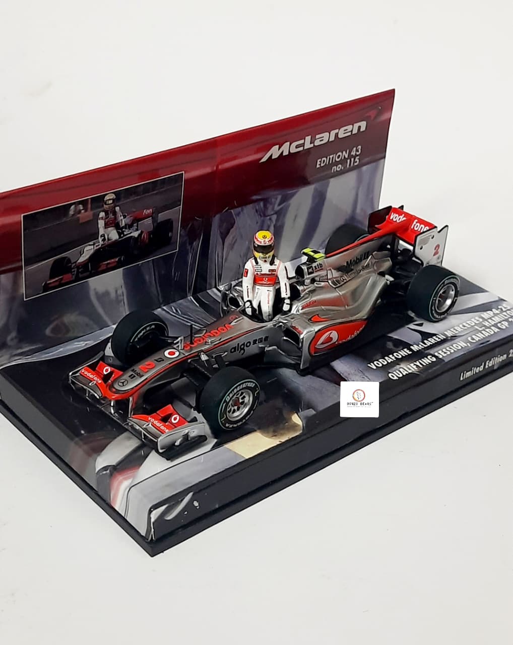 RARE Lewis Hamilton's Mini Champs 1:43 McLaren Ed 43 No.115 - Vodafone Mclaren Mercedes MP4-25 - Cancada GP 2010 - Limited Edition (2040Pcs)