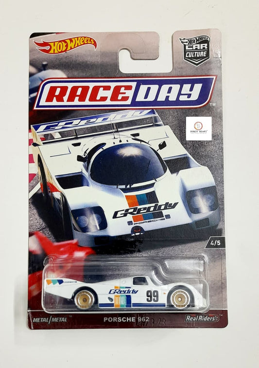 Car Culture "Race Day" series -Porsche 962 (Metal/Metal) Race Day #99 - Hot Wheels | Bonzo Bears