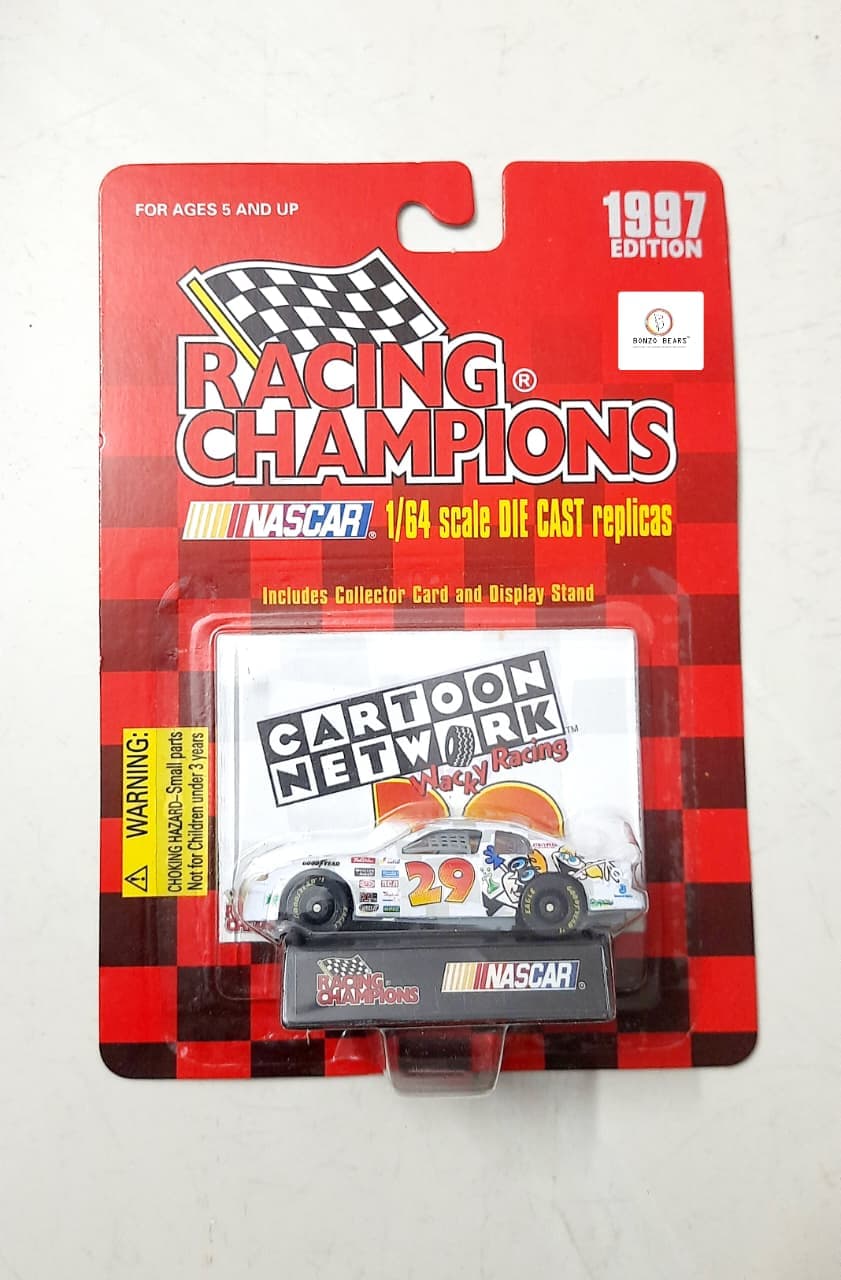 Rare -1997 Racing Champions - NASCAR #29 Cartoon Network / Tom & Jerry Chevrolet Monte Carlo driven by Jeff Green (Includes Collector Card & Display Base)