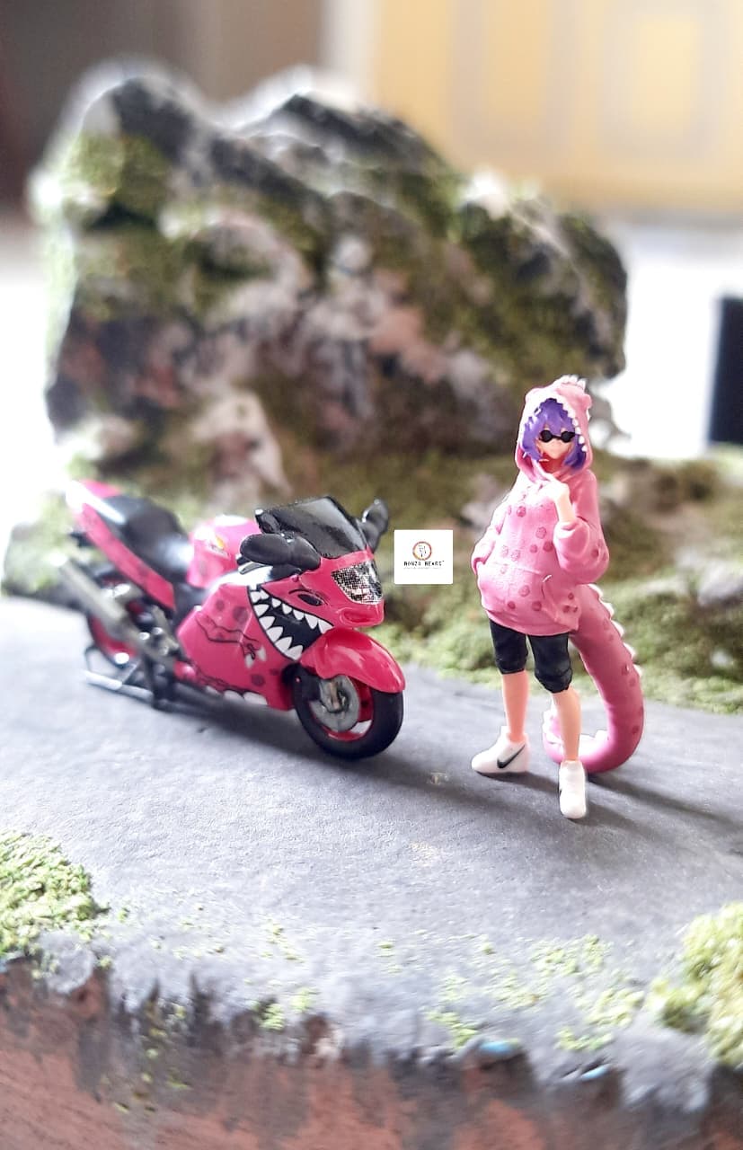 Roxy Themed Honda CBR 1100 XX Pink Bike with Girl Figure (Resin) | Bonzo Bears