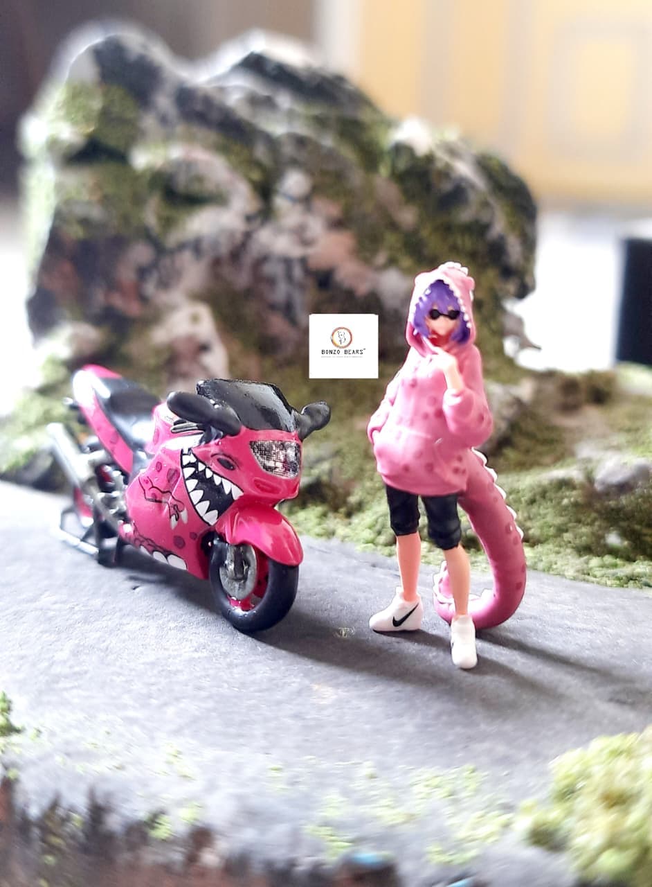 Roxy Themed Honda CBR 1100 XX Pink Bike with Girl Figure (Resin) | Bonzo Bears