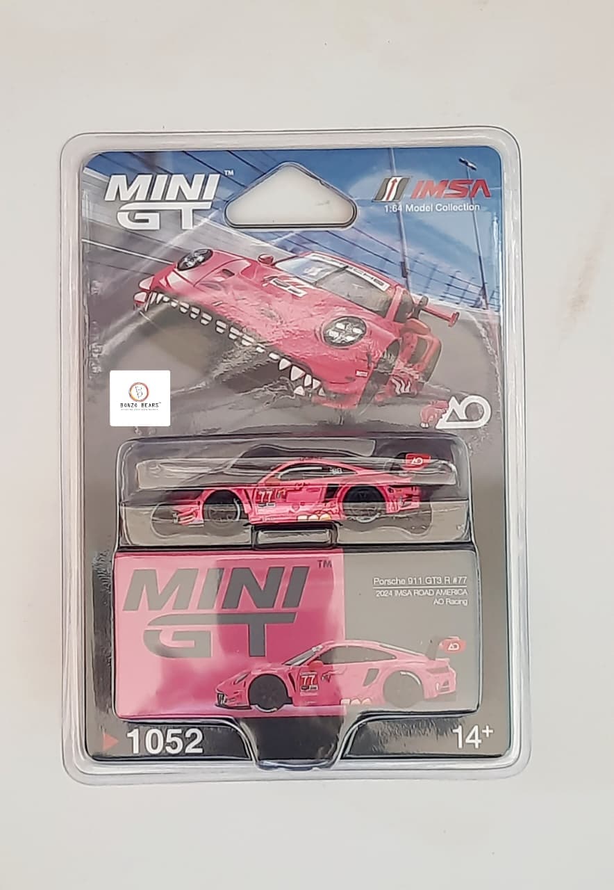 Mini GT 1:64 Porsche 911 GT3 R #77 AO Racing 2024 IMSA Road America "Roxy" | Bonzo Bears (Newstock)