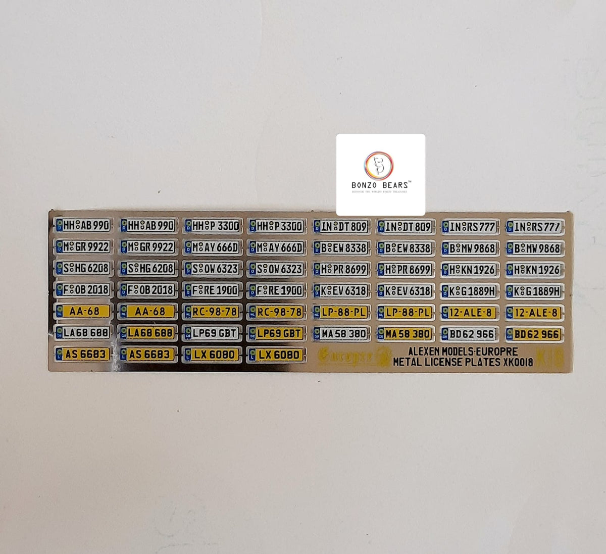 European Metal License Plates for 1/64 Cars | Bonzo Bears