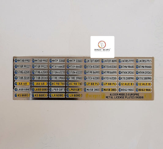 European Metal License Plates for 1/64 Cars | Bonzo Bears