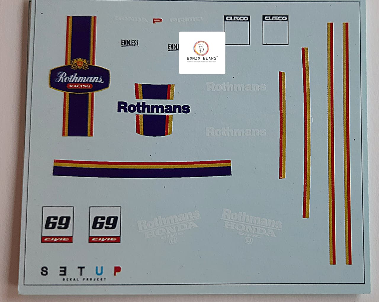 Water Slide Rothmans decal for 1/64 sacled car