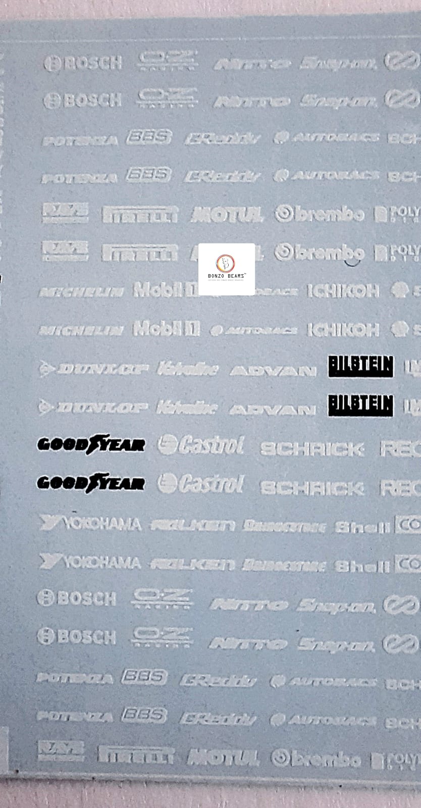 Muti Brand Logo White  Water Slide Decal for  1/64 cars - Hotwheels , Tomica , Minigt & Majorette