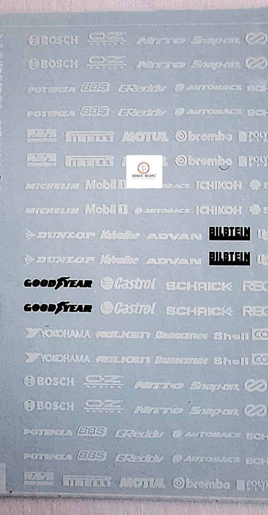 Muti Brand Logo White  Water Slide Decal for  1/64 cars - Hotwheels , Tomica , Minigt & Majorette