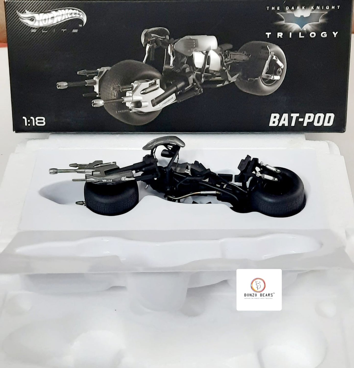 Super Rare Exclusive -1:18 Scale Bat-Pod from The Dark Knight Trilogy - Hot Wheels Elite 2012 Release | Bonzo Bear
