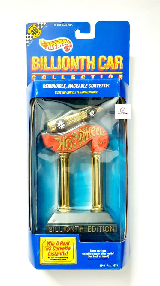 Hot Wheels Billionth Car Collection - Custom Corvette Convertible (1990 Released) - REMOVABLE and RACEABLE comes with Trophy
