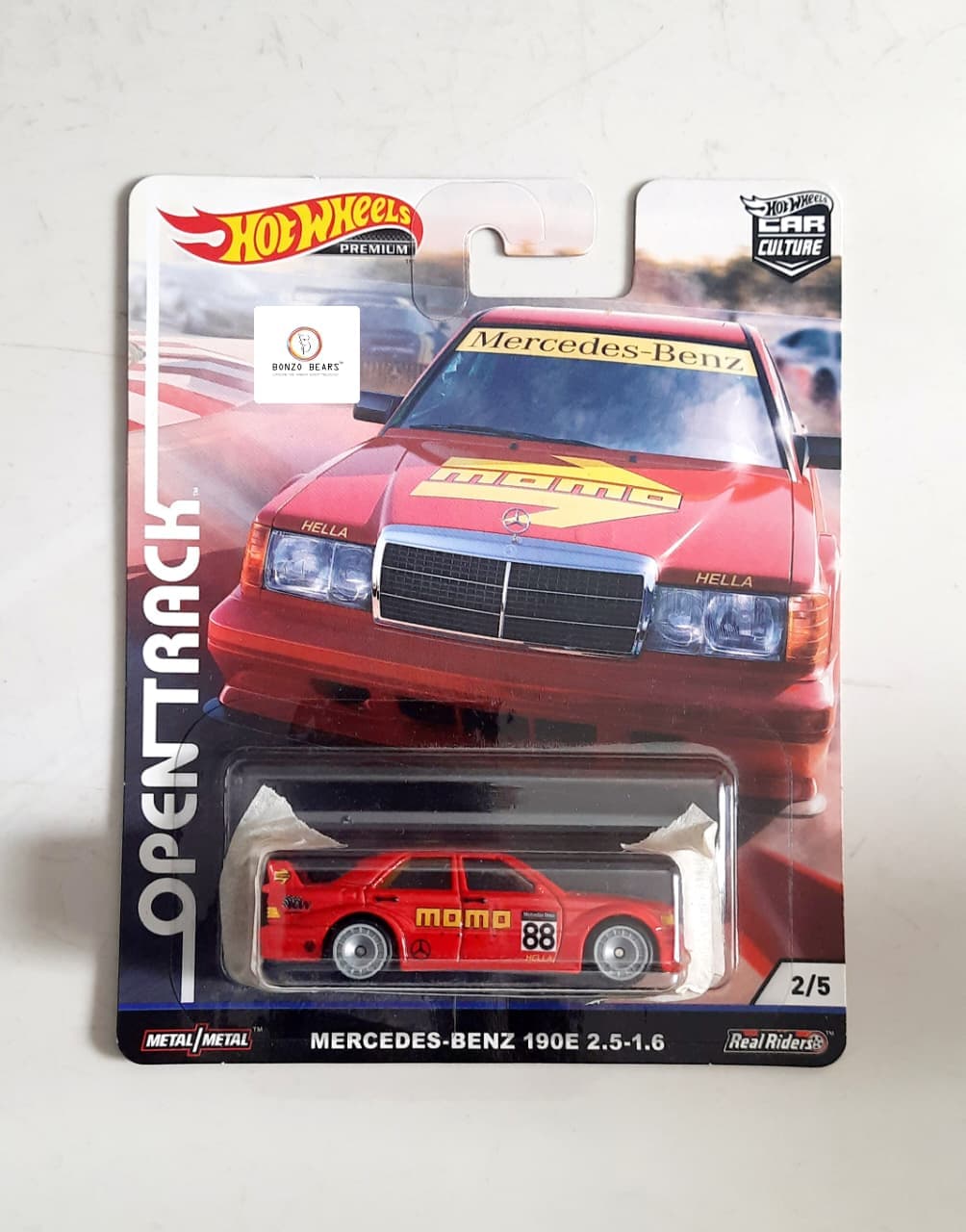 MOMO Mercedes-Benz 190E 2.5-1.6 Open Track Real Riders - Hotwheels Premium | Bonzobears PB53