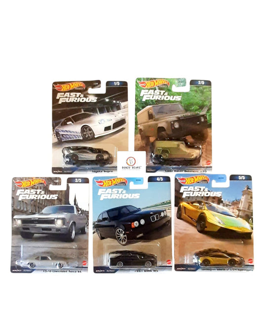 Hot Wheels - Fast & Furious Premium Diecast Car Complete Set of 5 (2023 release) | Bonzo Bears