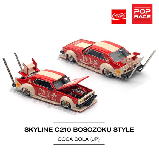 Coca-Cola Skyline C210 Kaido Racer Bosozoku Style - Pop Race PR 64-135(Sealed Box) | Bonzo Bears