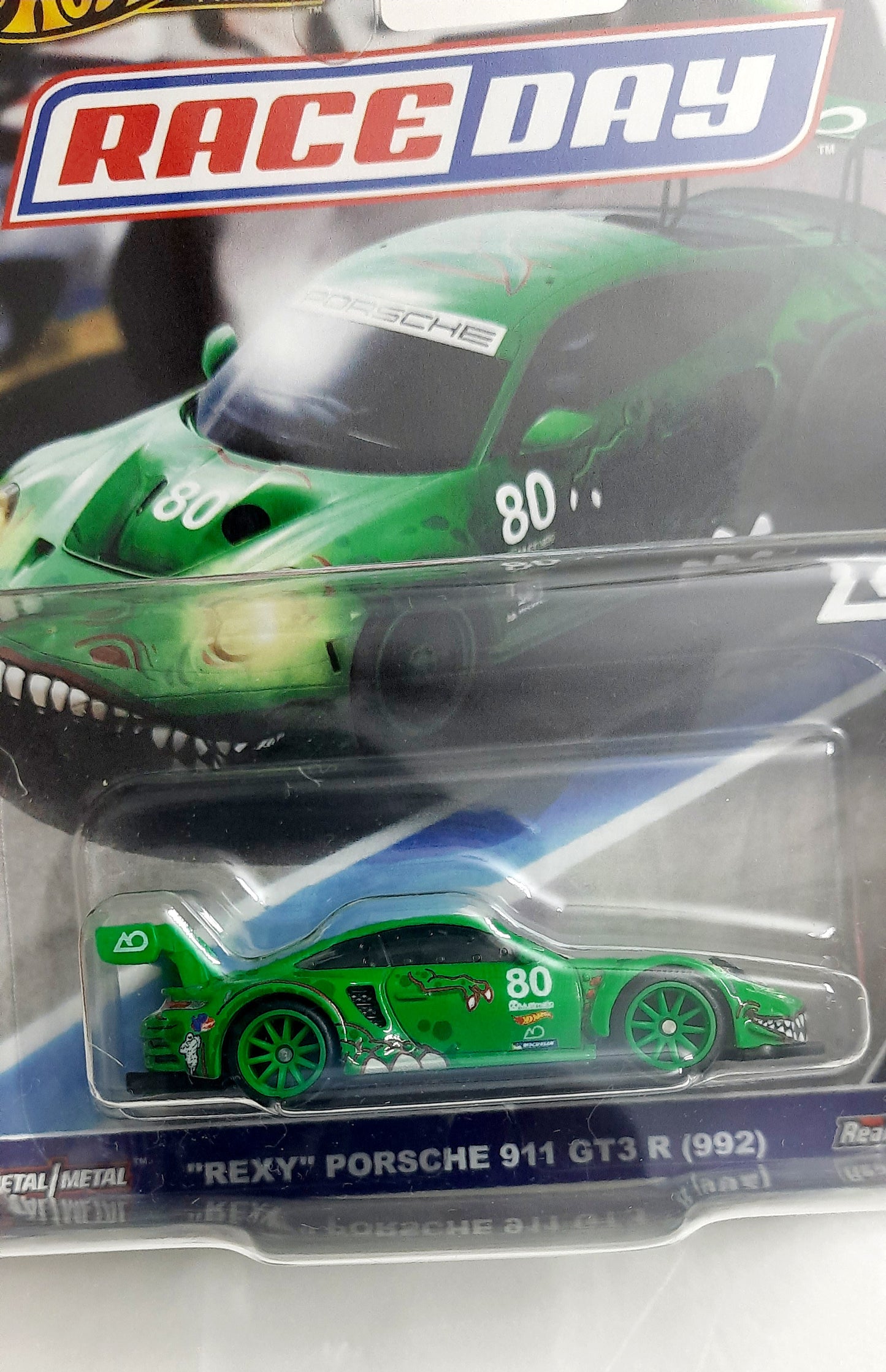 Mint "Rexy" Porsche 911 GT3 R (992) with Protector Case - Hot Wheels Car Culture Race Day - P1