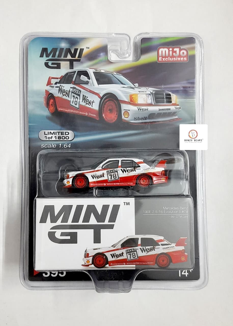 Limited Edition (1 of 2400 )MiJo Exclusive - Mercedes-Benz 190E 2.5-16 Evolution II - Mini GT