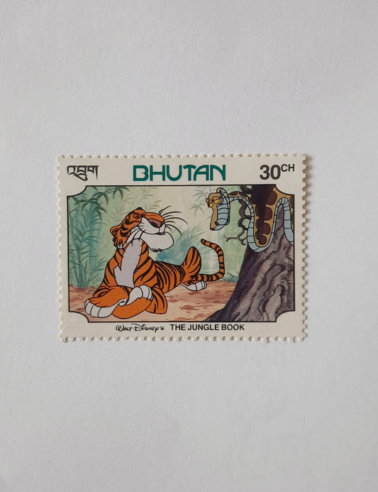 1982 Bhutan Mint Stamp | Shere Khan and Kaa from Walt Disney's The Jungle Book - Stamp SB1